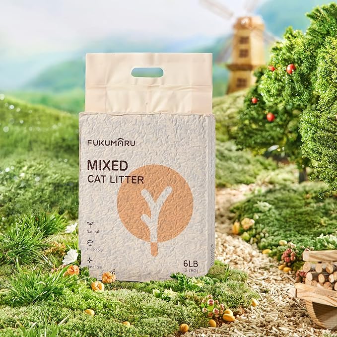 FUKUMARU Mixed Cat Litter (Apple Wood) 4*2.7 kg/6 LB (4 Package) - Image 6