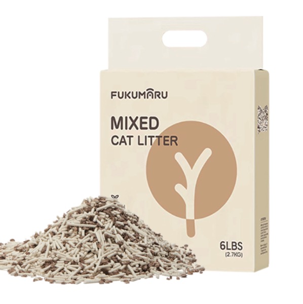 FUKUMARU Mixed Cat Litter (Apple Wood) 4*2.7 kg/6 LB (4 Package)